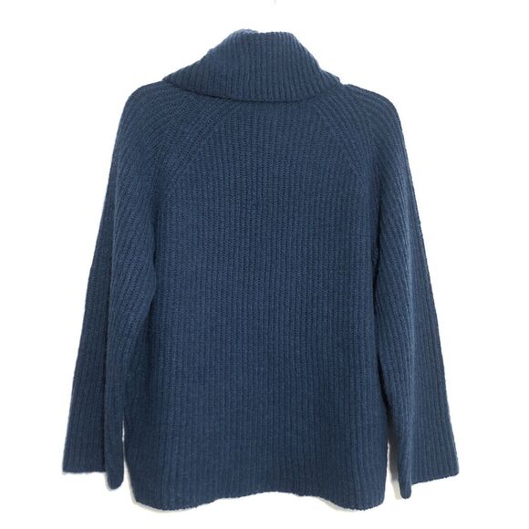 J. Crew Point Sur Sweater Womens Small Blue Mohair Wool Ribbed Chunky Turtleneck - Picture 13 of 16